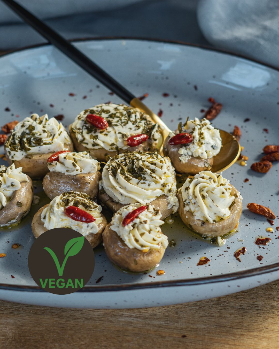 Vegan gefüllte Champignons
